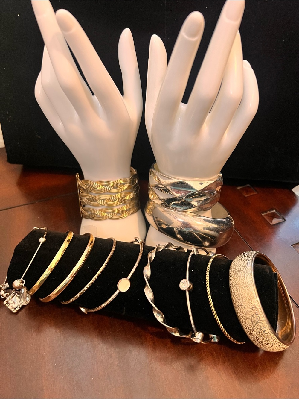 Collection of Twelve assorted Vintage Gold-Tone & Silver-Tone Bracelets